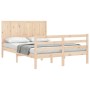 Bed frame with solid wood headboard 140x200 cm by , Beds and slatted bases - Ref: Foro24-3194506, Price: 153,13 €, Discount: %