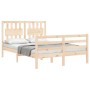 Bed frame with solid wood headboard 140x200 cm by , Beds and slatted bases - Ref: Foro24-3194311, Price: 135,30 €, Discount: %