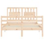 Bed frame with solid wood headboard 140x200 cm by , Beds and slatted bases - Ref: Foro24-3194311, Price: 135,30 €, Discount: %