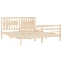 Double bed frame with solid wood headboard by , Beds and slatted bases - Ref: Foro24-3194326, Price: 170,78 €, Discount: %