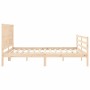 Double bed frame with solid wood headboard by , Beds and slatted bases - Ref: Foro24-3194326, Price: 170,78 €, Discount: %