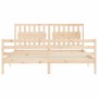 Double bed frame with solid wood headboard by , Beds and slatted bases - Ref: Foro24-3194326, Price: 170,78 €, Discount: %