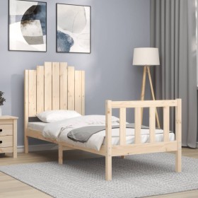 Single bed frame with solid wood headboard by , Beds and slatted bases - Ref: Foro24-3192256, Price: 108,05 €, Discount: %