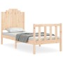 Single bed frame with solid wood headboard by , Beds and slatted bases - Ref: Foro24-3192256, Price: 105,99 €, Discount: %