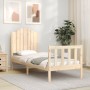 Single bed frame with solid wood headboard by , Beds and slatted bases - Ref: Foro24-3192256, Price: 105,99 €, Discount: %