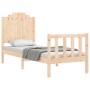 Single bed frame with solid wood headboard by , Beds and slatted bases - Ref: Foro24-3192256, Price: 105,99 €, Discount: %