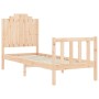 Single bed frame with solid wood headboard by , Beds and slatted bases - Ref: Foro24-3192256, Price: 105,99 €, Discount: %