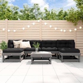 7-piece solid pine wood garden furniture set in gray. by , Garden sets - Ref: Foro24-3186349, Price: 409,67 €, Discount: %