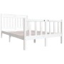 White solid wood double bed frame 135x190 cm by , Beds and slatted bases - Ref: Foro24-3100695, Price: 177,99 €, Discount: %