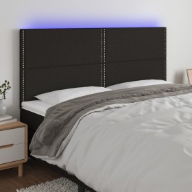 Headboard with LED lights black fabric 160x5x118/128 cm by , Headboards and footboards - Ref: Foro24-3122292, Price: 107,34 €...