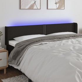 Cabecero con LED de tela negro 163x16x78/88 cm de , Cabeceros y pies de cama - Ref: Foro24-3123104, Precio: 77,99 €, Descuent...