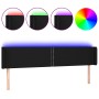 Cabecero con LED de tela negro 163x16x78/88 cm de , Cabeceros y pies de cama - Ref: Foro24-3123104, Precio: 77,85 €, Descuent...