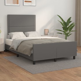 Bed frame with headboard gray synthetic leather 120x200cm by , Beds and slatted bases - Ref: Foro24-3125504, Price: 186,46 €,...