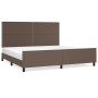 Brown synthetic leather headboard bed frame 200x200 cm by , Beds and slatted bases - Ref: Foro24-3125533, Price: 247,99 €, Di...