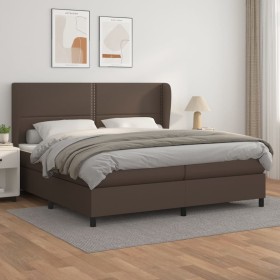 Box spring bed with brown synthetic leather mattress 200x200 cm by , Beds and slatted bases - Ref: Foro24-3128994, Price: 694...