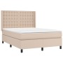 Box spring bed with cappuccino synthetic leather mattress 140x190cm by , Beds and slatted bases - Ref: Foro24-3132500, Price:...