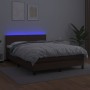 Box spring bed with mattress and LED brown synthetic leather 140x190 cm by , Beds and slatted bases - Ref: Foro24-3134102, Pr...