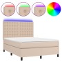 Cama box spring colchón LED cuero sintético capuchino 140x190cm de , Camas y somieres - Ref: Foro24-3135944, Precio: 557,99 €...