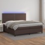 Cama box spring colchón y LED cuero sintético marrón 200x200 cm de , Camas y somieres - Ref: Foro24-3135906, Precio: 696,58 €...