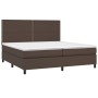 Cama box spring colchón y LED cuero sintético marrón 200x200 cm de , Camas y somieres - Ref: Foro24-3135906, Precio: 696,58 €...