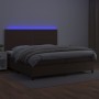 Cama box spring colchón y LED cuero sintético marrón 200x200 cm de , Camas y somieres - Ref: Foro24-3135906, Precio: 696,58 €...