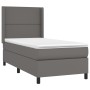 Box spring bed with mattress and LED gray synthetic leather 100x200 cm by , Beds and slatted bases - Ref: Foro24-3139311, Pri...