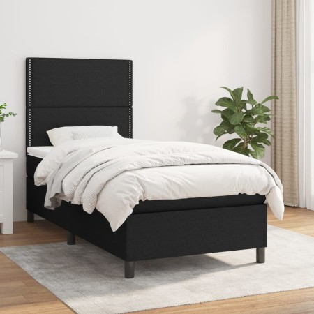 Cama box spring con colchón tela negro 80x200 cm de , Camas y somieres - Ref: Foro24-3141651, Precio: 286,64 €, Descuento: %