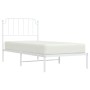 Metal bed frame with white headboard 90x190 cm by , Beds and slatted bases - Ref: Foro24-373928, Price: 59,75 €, Discount: %