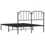 Bed frame with black metal headboard 140x190 cm by , Beds and slatted bases - Ref: Foro24-373887, Price: 91,49 €, Discount: %