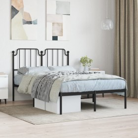 Bed frame with black metal headboard 120x200 cm by , Beds and slatted bases - Ref: Foro24-373885, Price: 88,14 €, Discount: %