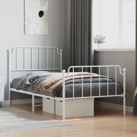 Estructura cama metal con cabecero y pie cama blanca 100x200 cm de , Camas y somieres - Ref: Foro24-373949, Precio: 80,01 €, ...