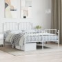 Metal bed frame with headboard and white footboard 140x190 cm by , Beds and slatted bases - Ref: Foro24-373954, Price: 100,83...