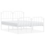 Metal bed frame with headboard and white footboard 140x190 cm by , Beds and slatted bases - Ref: Foro24-373954, Price: 100,83...