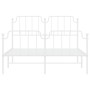 Metal bed frame with headboard and white footboard 140x190 cm by , Beds and slatted bases - Ref: Foro24-373954, Price: 100,83...