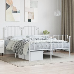 Estructura cama metal con cabecero y estribo blanco 150x200 cm de , Camas y somieres - Ref: Foro24-373956, Precio: 105,99 €, ...