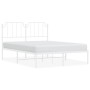 Metal bed frame with white headboard 135x190 cm by , Beds and slatted bases - Ref: Foro24-373935, Price: 91,05 €, Discount: %