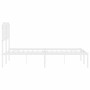 Metal bed frame with white headboard 135x190 cm by , Beds and slatted bases - Ref: Foro24-373935, Price: 91,05 €, Discount: %