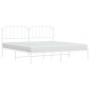 Metal bed frame with white headboard 193x203 cm by , Beds and slatted bases - Ref: Foro24-373942, Price: 104,99 €, Discount: %