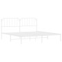 Estructura de cama de metal con cabecero blanco 193x203 cm de , Camas y somieres - Ref: Foro24-373942, Precio: 104,99 €, Desc...