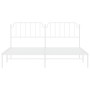 Estructura de cama de metal con cabecero blanco 193x203 cm de , Camas y somieres - Ref: Foro24-373942, Precio: 104,99 €, Desc...