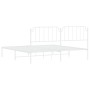 Metal bed frame with white headboard 193x203 cm by , Beds and slatted bases - Ref: Foro24-373942, Price: 104,99 €, Discount: %