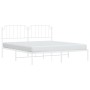 Metal bed frame with white headboard 180x200 cm by , Beds and slatted bases - Ref: Foro24-373940, Price: 108,50 €, Discount: %