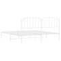 Metal bed frame with white headboard 180x200 cm by , Beds and slatted bases - Ref: Foro24-373940, Price: 108,50 €, Discount: %