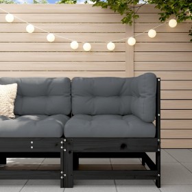 Solid black pine wood corner garden sofa by , Modular outdoor sofas - Ref: Foro24-825475, Price: 73,99 €, Discount: %