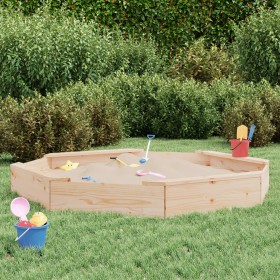 Sandpit with octagonal solid pine wood seats by , sandboxes - Ref: Foro24-825016, Price: 69,99 €, Discount: %