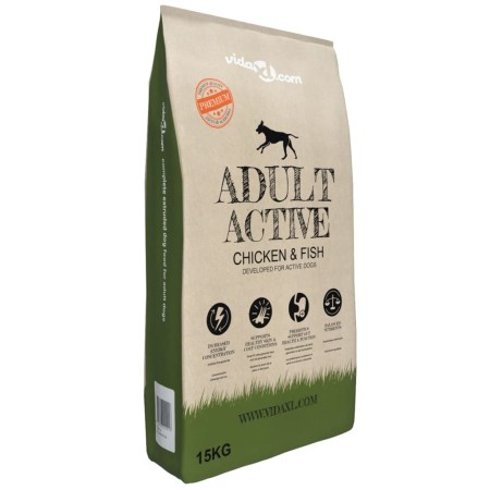 Premium dry dog food Adult Active Chicken & Fish 15kg by vidaXL, Dog food - Ref: Foro24-170493, Price: 45,36 €, Discount: %