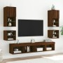 Wall-mounted TV furniture with LED lights, 2 units, brown oak, 30x28.5x30 cm. by , TV Furniture - Ref: Foro24-836986, Price: ...