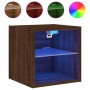 Wall-mounted TV furniture with LED lights, 2 units, brown oak, 30x28.5x30 cm. by , TV Furniture - Ref: Foro24-836986, Price: ...