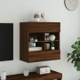 Wall-mounted TV stand with LED lights in brown oak, 58.5x30x60.5 cm by , TV Furniture - Ref: Foro24-837098, Price: 57,99 €, D...