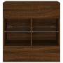 Wall-mounted TV stand with LED lights in brown oak, 58.5x30x60.5 cm by , TV Furniture - Ref: Foro24-837098, Price: 57,99 €, D...